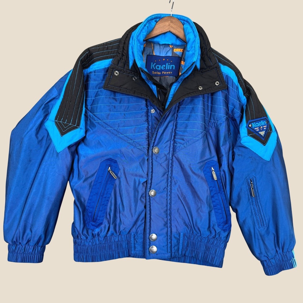 Vintage Kaelin Ski Jacket Men M Blue Celtech Solar Power Retro Colorblock Snow
